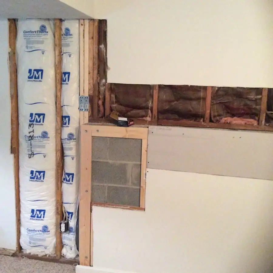 Wall insulation replacement during Basement Flood Cleanup in Centerton
